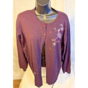 Dressbarn Brown Cardigan Sweater Buttons Womens Plus Size 18/20 2X embellished